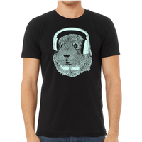 Load image into Gallery viewer, Guinea Pig Wearing Headphones | Men&#39;s Tee

