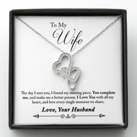 Load image into Gallery viewer, To My WIFE, The Day I Met You, I found my Missing Piece | Double Heart Necklace
