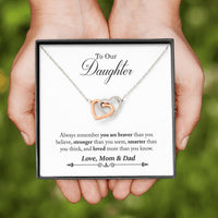 Load image into Gallery viewer, To Our Daughter from Mom &amp; Dad | Interlocking Hearts Necklace
